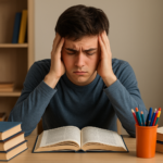 कैसे पढ़ाई में Concentration बढ़ाएँ? Student studying with full concentration on books, focus techniques for better study, शांत माहौल में पढ़ाई करते हुए छात्र