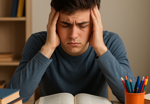 कैसे पढ़ाई में Concentration बढ़ाएँ? Student studying with full concentration on books, focus techniques for better study, शांत माहौल में पढ़ाई करते हुए छात्र