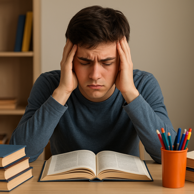 कैसे पढ़ाई में Concentration बढ़ाएँ? Student studying with full concentration on books, focus techniques for better study, शांत माहौल में पढ़ाई करते हुए छात्र